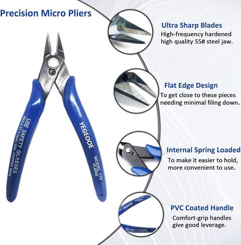 Flush Wire Cutter, 5PACK Blue Diagonal Cutting Pliers Side Cutter Nippers Micro Wire Cutter Wire Clippers Wire Snips (5inch size) in Saudi Arabia
