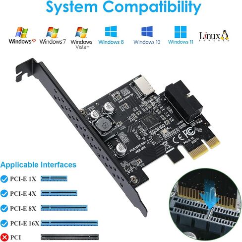 USB 3.2 GEN1 5Gbps Type-E (Key A) + USB3.0 19pin Front Panel Expansion Board, Compatible with XP/ WIN7/ WIN8 /Vista/ WIN10/ WIN11 32BIT/64BIT/ Linux. in Kuwait
