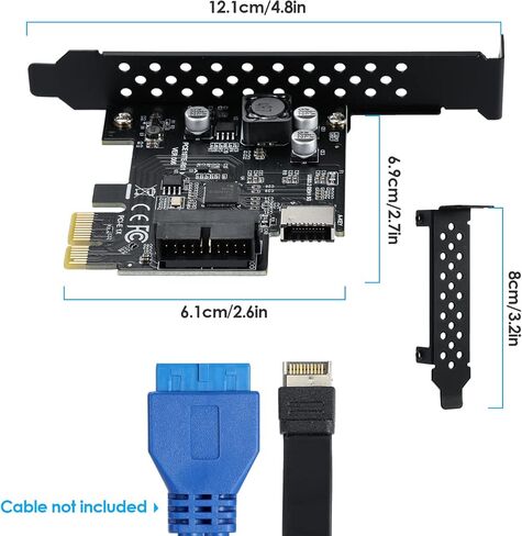 USB 3.2 GEN1 5Gbps Type-E (Key A) + USB3.0 19pin Front Panel Expansion Board, Compatible with XP/ WIN7/ WIN8 /Vista/ WIN10/ WIN11 32BIT/64BIT/ Linux. in Kuwait