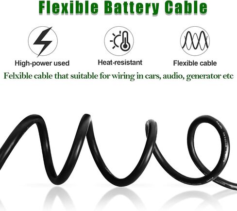 سلك نحاسي لكابل البطارية بمقياسين، 5FT أحمر + 5FT أسود 2 AWG كابل لحام قياسي USA OFC سلك للسيارات والبطارية والطاقة الشمسية والبحرية والمولدات in Kuwait