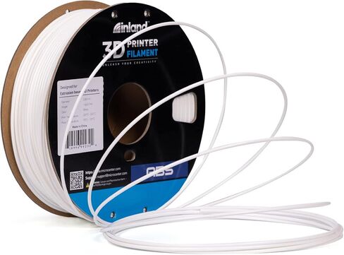 خيوط طابعة INLAND Micro Center ABS ثلاثية الأبعاد 2.85 مم، دقة الأبعاد +/- 0.03 مم - بكرة من الورق المقوى 1 كجم (2.2 رطل) - تناسب طابعات FDM/FFF - أبيض in Kuwait