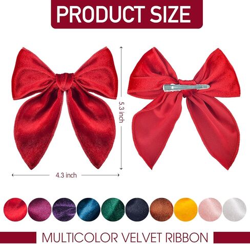 10 قطع من أقواس الشعر المخملية الكبيرة للفتيات، 5 بوصات أقواس كبيرة مصنوعة يدويًا للفتيات الصغيرات، أقواس شعر كبيرة للفتيات الصغيرات، مشابك تمساح لأقواس الشعر in Kuwait