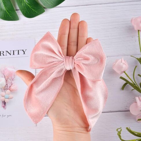 10 قطع من أقواس الشعر المخملية الكبيرة للفتيات، 5 بوصات أقواس كبيرة مصنوعة يدويًا للفتيات الصغيرات، أقواس شعر كبيرة للفتيات الصغيرات، مشابك تمساح لأقواس الشعر in Kuwait