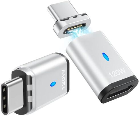 USBC Magnetic Adapter 3Pack Straight USB2.0 Magnetic USB C Connector 120W 5Pins with 480Mbps Data Transfer for USB C Laptops, Tablets, Phones, Gray in Saudi Arabia