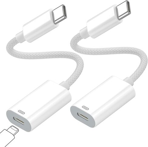 FONKEN لمحول كابل Lightning أنثى إلى USB C [عبوة من قطعتين] 4 بوصة PD شحن سريع من النوع C ذكر إلى 8 دبوس لهاتف iPhone 15/15 Pro/15 Pro Max، يدعم الشحن ونقل البيانات، وليس للصوت/OTG in Kuwait