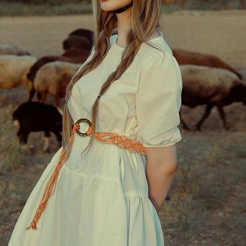 حزام خصر منسوج بنمط بوهيمي للسيدات، حزام خصر منسوج لفستان الصيف، حزام منسوج للنساء (دائرة) in Kuwait