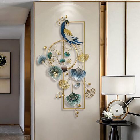 Mroinss Creative 3D Peacock Metal Wall Art Decor, 35.04 x 17.72 inch Handmade Metal Wall-Mounted Sculpture, Decoration Ornaments Gift for Living Room Bedroom Kitchen Office,35.04 x 17.72 inch in Saudi Arabia