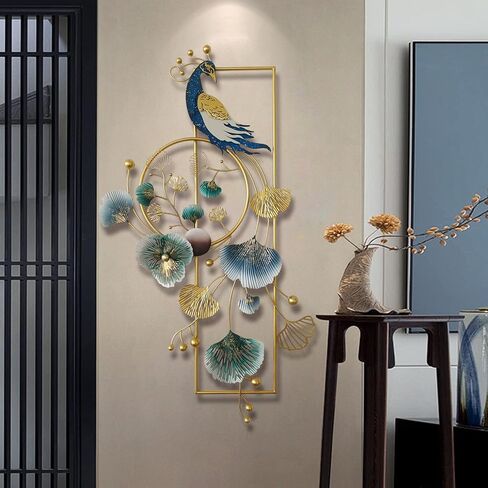 Mroinss Creative 3D Peacock Metal Wall Art Decor, 35.04 x 17.72 inch Handmade Metal Wall-Mounted Sculpture, Decoration Ornaments Gift for Living Room Bedroom Kitchen Office,35.04 x 17.72 inch in Saudi Arabia
