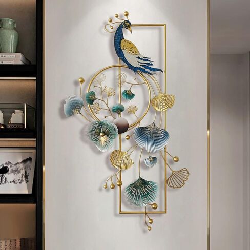 Mroinss Creative 3D Peacock Metal Wall Art Decor, 35.04 x 17.72 inch Handmade Metal Wall-Mounted Sculpture, Decoration Ornaments Gift for Living Room Bedroom Kitchen Office,35.04 x 17.72 inch in Saudi Arabia