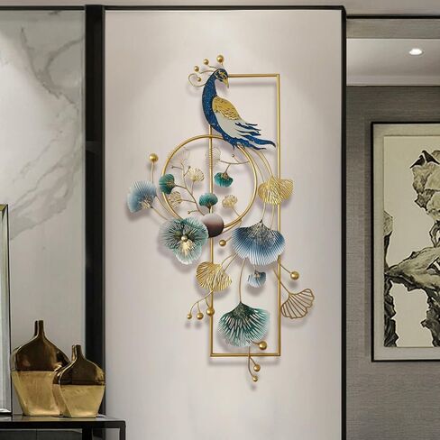 Mroinss Creative 3D Peacock Metal Wall Art Decor, 35.04 x 17.72 inch Handmade Metal Wall-Mounted Sculpture, Decoration Ornaments Gift for Living Room Bedroom Kitchen Office,35.04 x 17.72 inch in Saudi Arabia