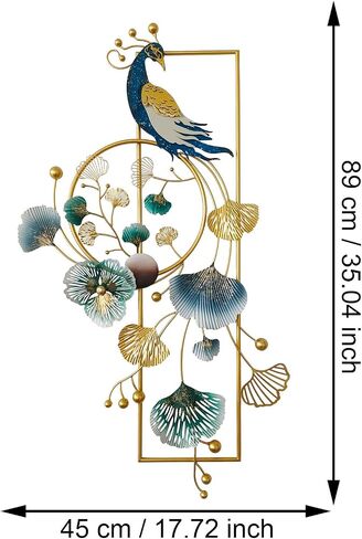 Mroinss Creative 3D Peacock Metal Wall Art Decor, 35.04 x 17.72 inch Handmade Metal Wall-Mounted Sculpture, Decoration Ornaments Gift for Living Room Bedroom Kitchen Office,35.04 x 17.72 inch in Saudi Arabia