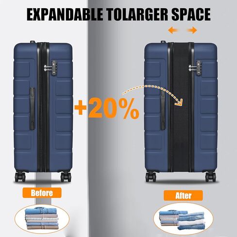 KEYTAN Hardside Expandable Spinner Wheels Luggage Suitcase(20/24/28, Navy Blue, 3 Piece Set in Saudi Arabia