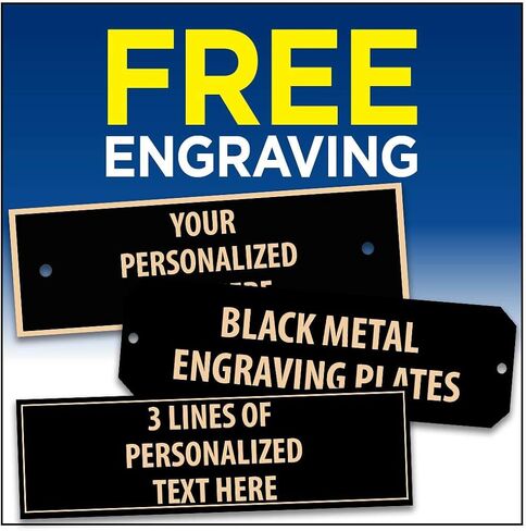 1" x 3.25" Black Metal Perpetual Nameplate, Custom Black Engraved Plate with 3 Lines of Engraving Prime in Saudi Arabia