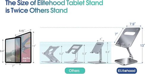 حامل iPad Pro 12.9 من الألومنيوم من Elitehood، حامل حامل iPad قابل للتعديل للمكتب، حامل شاشة محمول خلفي كبير، حامل كمبيوتر لوحي متوافق مع شاشة 15.6 بوصة، iPad Pro 12.9، iPad Air Mini 6 5 in Kuwait