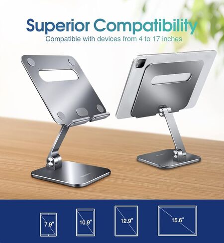 حامل iPad Pro 12.9 من الألومنيوم من Elitehood، حامل حامل iPad قابل للتعديل للمكتب، حامل شاشة محمول خلفي كبير، حامل كمبيوتر لوحي متوافق مع شاشة 15.6 بوصة، iPad Pro 12.9، iPad Air Mini 6 5 in Kuwait