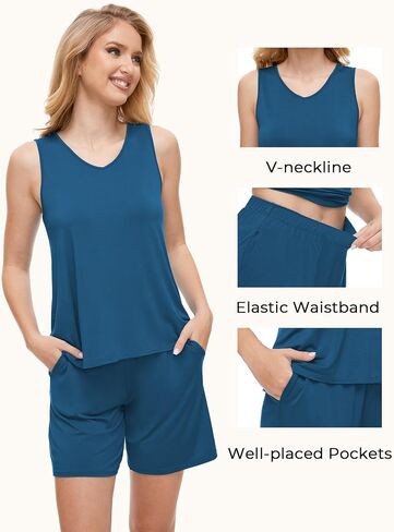 GYS Viscose Pajamas for Women Set Sleeveless Tank Top and Sleep Shorts 2 Piece Lounge Sleepwear Pjs Set in Saudi Arabia
