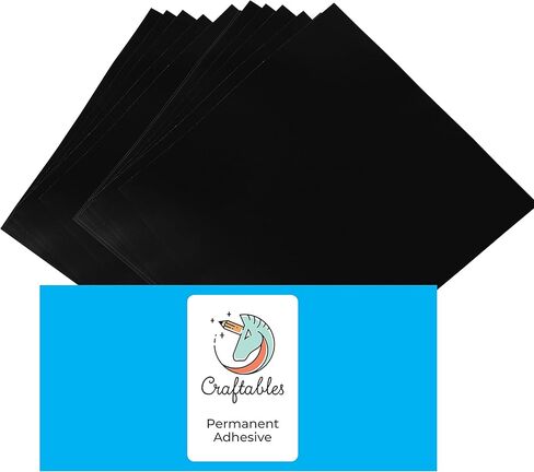 أوراق فينيل لاصقة دائمة من Craftables مقاس 12 بوصة × 12 بوصة ((10 أوراق مقاس 12 بوصة × 12 بوصة، أسود غير لامع) in Kuwait
