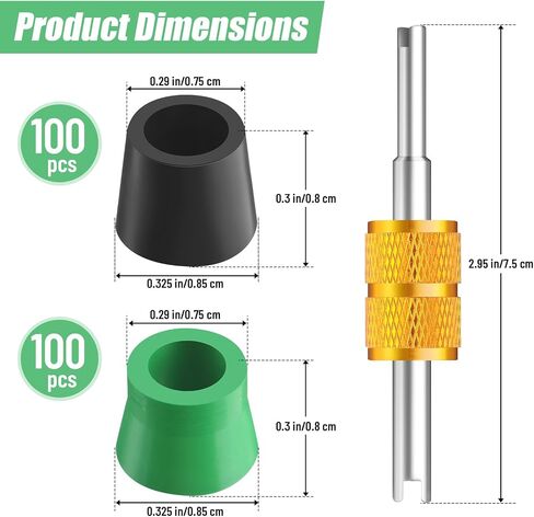 201 Pcs Valve Core Kit Include 1/4" Quick Coupler Charging Gaskets Sealing O Ring Kit Replacement Rubber Gasket and Valve Core Remover Tool for Air Conditioning Refrigeration Charging Hose in Saudi Arabia