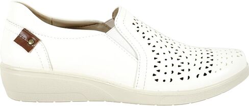 KOZI Women Comfort Casual Wedge Shoe Slip-On Loafer OY Collection Round Toe Gore Removable Insole Black Brown Red White in Saudi Arabia