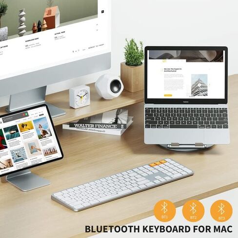 لوحة مفاتيح بلوتوث بإضاءة خلفية ProtoArc لجهاز Mac، K100-A لوحة مفاتيح لاسلكية رفيعة للغاية مع لوحة مفاتيح رقمية، اتصال 3 أجهزة، قابلة لإعادة الشحن لجهاز Mac Mini MacBook Pro، MacBook Air، iMac، iPad in Saudi Arabia
