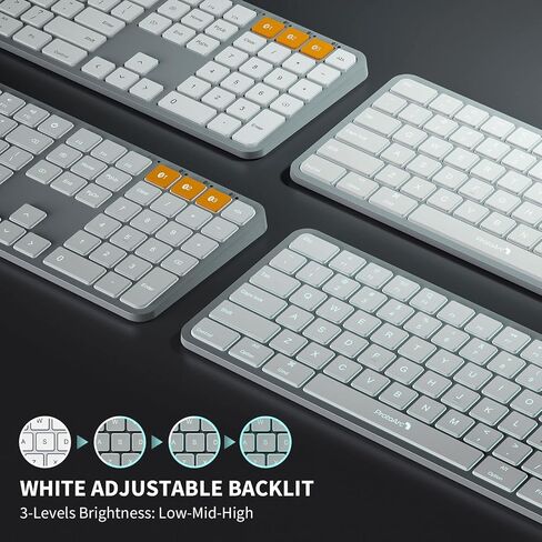 لوحة مفاتيح بلوتوث بإضاءة خلفية ProtoArc لجهاز Mac، K100-A لوحة مفاتيح لاسلكية رفيعة للغاية مع لوحة مفاتيح رقمية، اتصال 3 أجهزة، قابلة لإعادة الشحن لجهاز Mac Mini MacBook Pro، MacBook Air، iMac، iPad in Saudi Arabia