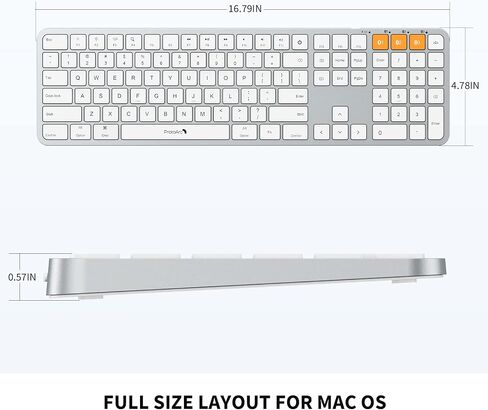 لوحة مفاتيح بلوتوث بإضاءة خلفية ProtoArc لجهاز Mac، K100-A لوحة مفاتيح لاسلكية رفيعة للغاية مع لوحة مفاتيح رقمية، اتصال 3 أجهزة، قابلة لإعادة الشحن لجهاز Mac Mini MacBook Pro، MacBook Air، iMac، iPad in Saudi Arabia