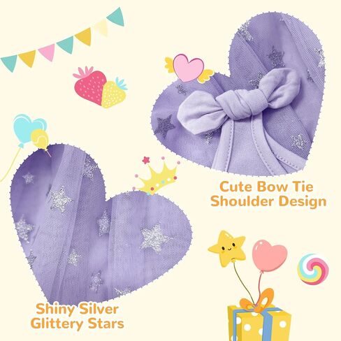 V.&GRIN Toddler Girls Dress 2T to Size 8, Tutu Tulle Princess Sundress with Glitter for Birthday Party in Saudi Arabia