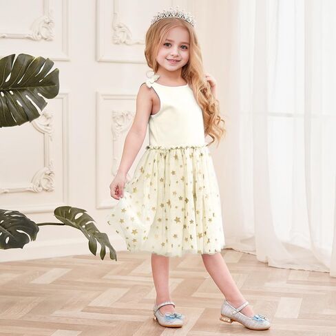 V.&GRIN Toddler Girls Dress 2T to Size 8, Tutu Tulle Princess Sundress with Glitter for Birthday Party in Saudi Arabia