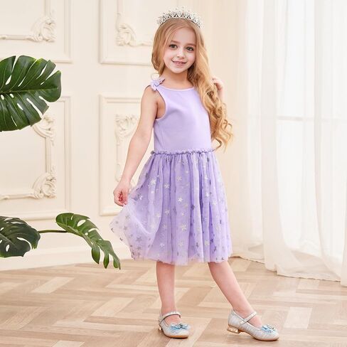 V.&GRIN Toddler Girls Dress 2T to Size 8, Tutu Tulle Princess Sundress with Glitter for Birthday Party in Saudi Arabia