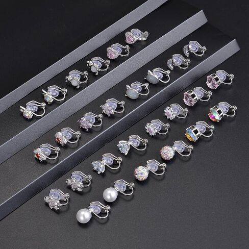 15 زوجًا من الأقراط المشبكية للنساء والفتيات اللطيفة على شكل سلحفاة وأرنب والقطة والبومة والضفدع والفراشة وزهرة القلب ونجمة اللؤلؤ وقوس قزح تشيكوسلوفاكيا متعددة الألوان غير مثقوبة in Kuwait