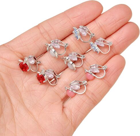 15 Pairs Clip on Earrings for Women Girls Cute Turtle Rabbit Cat Owl Frog Butterfly Flower Heart Star Pearl Rainbow CZ Multicolored Non Pierced Stud Earring Sets in Saudi Arabia