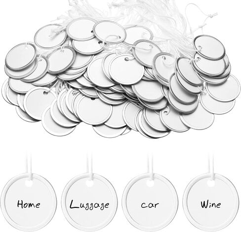 250 Pieces Metal Rim Tags Key Tags Blank Round Paper 1.25 Inches Paper Tags White Key Tags with Strings for Car Door Keys, Knitting Project, Dog Tags, Wine Bottle Tags, Luggage Tags in Saudi Arabia