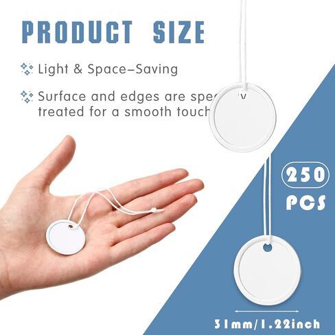 250 Pieces Metal Rim Tags Key Tags Blank Round Paper 1.25 Inches Paper Tags White Key Tags with Strings for Car Door Keys, Knitting Project, Dog Tags, Wine Bottle Tags, Luggage Tags in Saudi Arabia