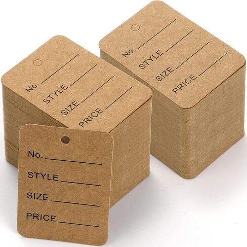 Nicunom 2000 PCS Price Tags, 1.97" x 1.38" Clothing Tags, Kraft Paper Merchandise Marking Tags Display Label for Product Jewelry Clothing Tags Size Tags Coupon Tags, Brown in Saudi Arabia