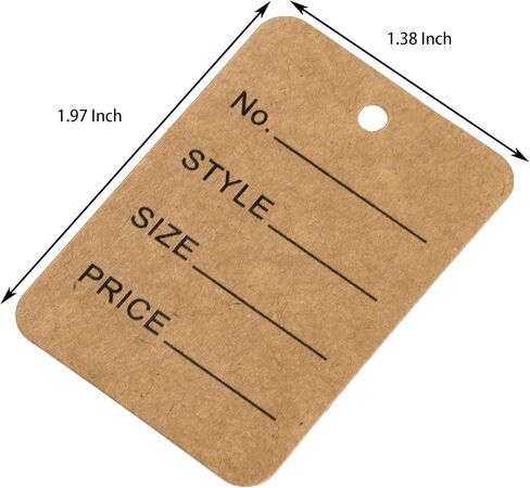 Nicunom 2000 PCS Price Tags, 1.97" x 1.38" Clothing Tags, Kraft Paper Merchandise Marking Tags Display Label for Product Jewelry Clothing Tags Size Tags Coupon Tags, Brown in Saudi Arabia