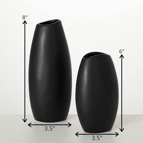 Sullivans Black Vase Set, Modern Home Decor, Ceramic Vases for Home Decor, Black Vases for Fake or Real Flowers, Minimalist Living Room Decor, Decorative Vase Set for Your Shelf and Mantle (CM3122) in Saudi Arabia