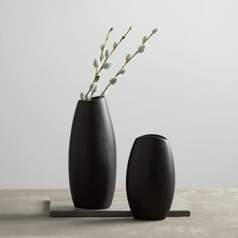 Sullivans Black Vase Set, Modern Home Decor, Ceramic Vases for Home Decor, Black Vases for Fake or Real Flowers, Minimalist Living Room Decor, Decorative Vase Set for Your Shelf and Mantle (CM3122) in Saudi Arabia