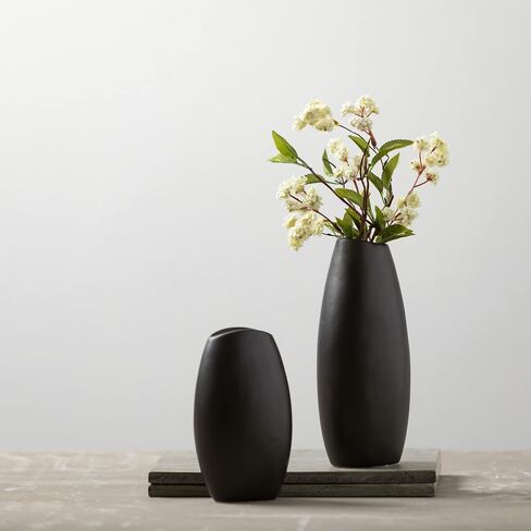 Sullivans Black Vase Set, Modern Home Decor, Ceramic Vases for Home Decor, Black Vases for Fake or Real Flowers, Minimalist Living Room Decor, Decorative Vase Set for Your Shelf and Mantle (CM3122) in Saudi Arabia