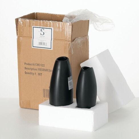 Sullivans Black Vase Set, Modern Home Decor, Ceramic Vases for Home Decor, Black Vases for Fake or Real Flowers, Minimalist Living Room Decor, Decorative Vase Set for Your Shelf and Mantle (CM3122) in Saudi Arabia