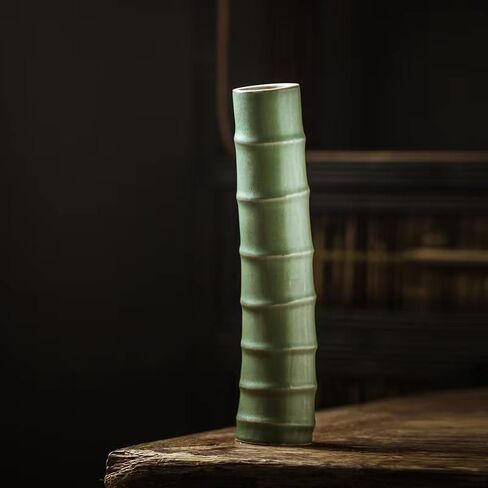 Vase Ceramic Bamboo Shape Handmade Vase,Artistic Modern Decor Vase Natural Style for Home Living Room Dining Bedroom,Housewarming Gift (Green 6 Section) in Saudi Arabia