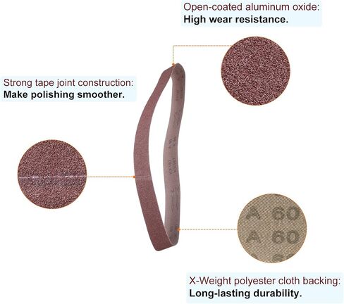 6pcs 60 Grits Aluminum Oxide Sanding Belts 2" x 48" Ring Abrasive Belts Metal Polished Sandpaper for Belt and Disc Sander in Saudi Arabia
