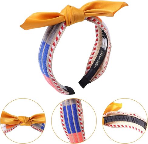 Knotted Wide Headbands for Women Girls, Boho Embroideried Top Knot Head Bands Fashion Fall Thick Hair Bands Non-slip Hair Accessories (4Pcs Wide Knotted) in Saudi Arabia