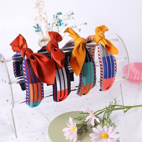 Knotted Wide Headbands for Women Girls, Boho Embroideried Top Knot Head Bands Fashion Fall Thick Hair Bands Non-slip Hair Accessories (4Pcs Wide Knotted) in Saudi Arabia