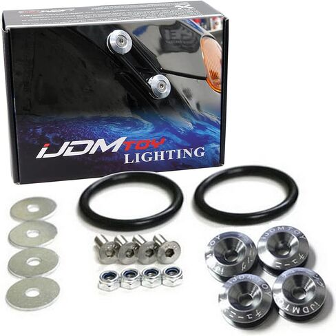 iJDMTOY Universal Fit Gun Metal Grey Finish JDM Quick Release Fastener Kit Compatible With Car Bumper Trunk Fender Hatch Lid in Saudi Arabia