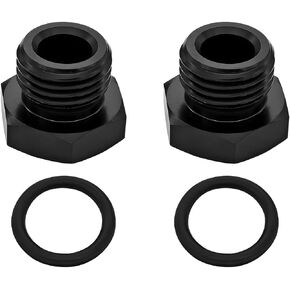 BESULEN 6AN Block off Cap ORB Plug Fitting Adapter, Aluminum Alloy Black Anodized Surface, 2Pcs Hex Block Off Cap Male Adapter with O-ring, Boss Port Plug Seal Nut, Car Accessories (AN6)