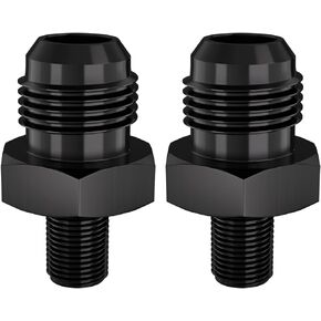 APIELE 3AN Male Flare to 1/4" NPT Black Aluminium Straight Fitting Adapter 2PCS (STL-3AN-1/4NPT)