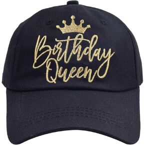 Birthday Party Hats Funny Birthday Queen Squad Embroidery Adjustable Black Baseball Cap for Women