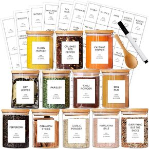 191 Spice Jar Labels Preprinted Minimalist Stickers - White Waterproof Label - Fit Round or Rectangle Spice Jars - Herb Seasoning Kitchen Pantry Labels in Saudi Arabia