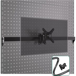 Monitor Mount Bar for Gaming Pegboard Shelf , 360-Degree Rotating Pegboard Monitor Mount, Space-Saving Solution for 14-32 Vesa inch Screens, Up to 33 lbs, Black