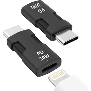 Lightning Female to USB C Adapter, 2 Pack Lightning to USB Type C Male Adapter PD 30W Fast Charging & Transfer Data for iPhone 15/15 Pro/15 Pro Max/15 Plus/iPad/Galaxy/Pixel and More Type C Devices